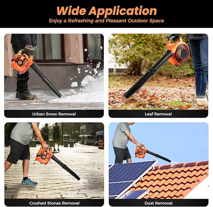 25.4CC Gas Powered Leaf Blower, 2 Stroke Handheld Gas Blower, 4.59FT³/H, Gas Leaf Blower for Lawn Yard Care
