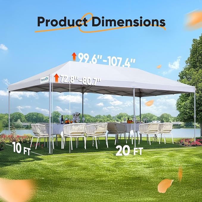 Quictent 10x20 FT Pop up Canopy Tent with Sidewalls, Easy Setup and Wheeled Bag for Outdoor Event Party Commercial Camping Markets and Instant Shelter