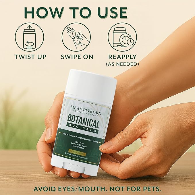 Botanical Bug Balm, DEET-Free Mosquito Repellent, Plant-Based, Natural Ingredients, Organic Glide-On Stick 2oz Large (Pack of 1)