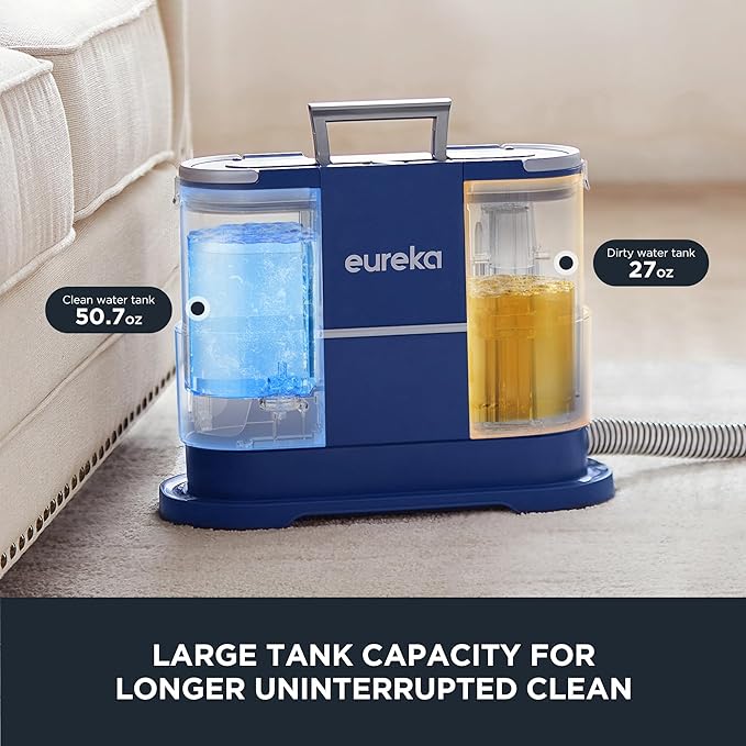 EUREKA Portable Carpet and Upholstery Cleaner, Spot Cleaner for Pets, Stain Remover for Carpet, Area Rugs, Upholstery, Coaches and Car, 50.7oz Large Water Tank, NEY100 with Cleaning Formula, Blue