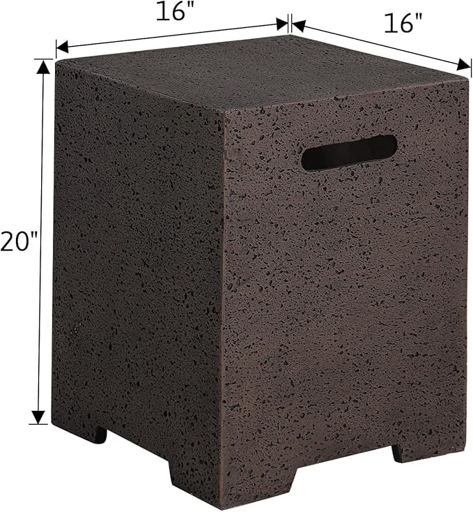 COSIEST Outdoor Hideaway Tank Table for Gas Fire Pits, Hides Standard 20lb 16-inch Propane Tank Cover w Side Handles (Rusty Red)