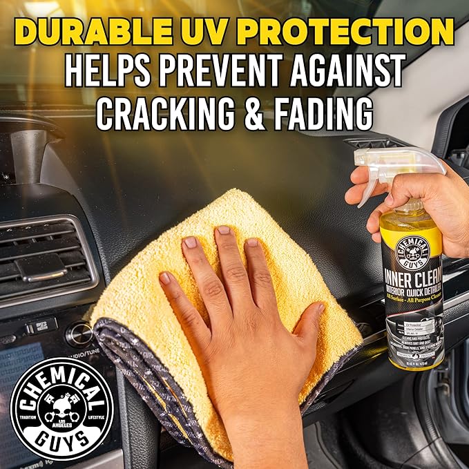 Chemical Guys InnerClean Interior Detailer with Pineapple Scent, Cleaner and Protectant for Dashboards, Doors, Seats and Surfaces, Non Greasy Interior Car Cleaner for Trucks, SUVs, RVs & Home, 16 oz