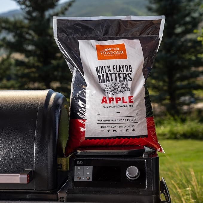 Traeger Grills Apple 100% All-Natural Wood Pellets for Smokers and Pellet Grills, BBQ, Bake, Roast, 18 lb. Bag (Pack of 2)