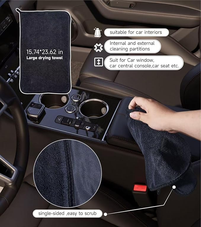 Drying Towel for Car Detailing Super Absorption Water Microfiber for Tender Care Thickened Towel for Speeding up Drying Car 23.62''*35.43''