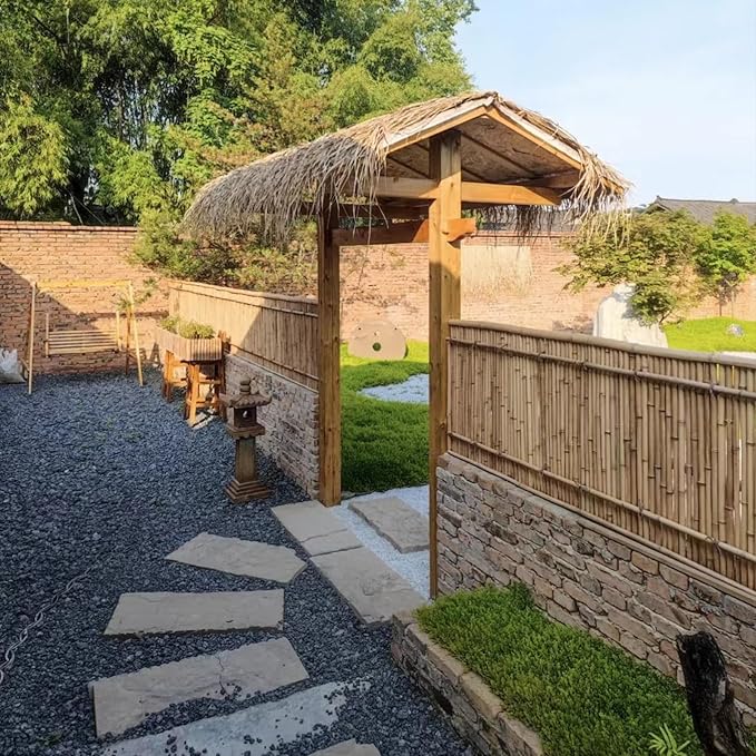 Natural Bamboo Fence, 6 feet x 8 feet Bamboo Fencing Screen for Garden, Rolled Privacy Fence Screen for Indoor or Outdoor (1.8m x 2.4m Approx)