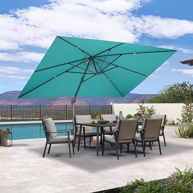 PURPLE LEAF Cantilever Umbrella with 360 Degree Rotation For Garden Patio Deck Pool