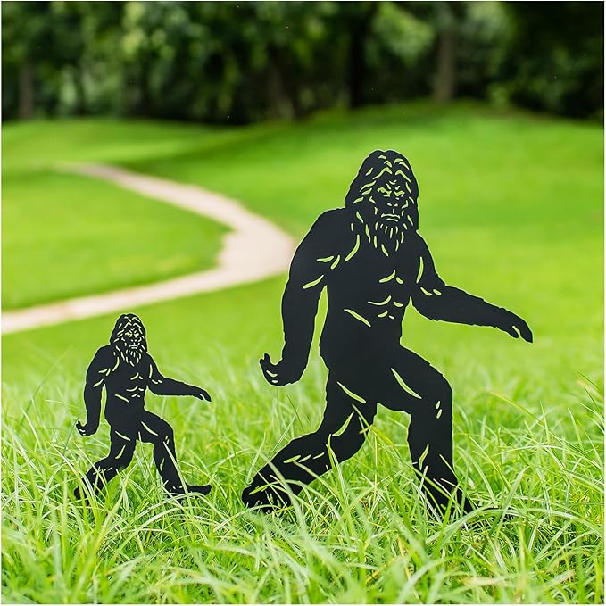 15.8 inch Bigfoot Outdoor Decor Big Foot Sasquatch Gifts for Men/Dad/Women Metal Bigfoot Silhouette Statues for Yard Decor, Garden Decor, Yard Art, Forests, Yard Display, Lawn Decorations