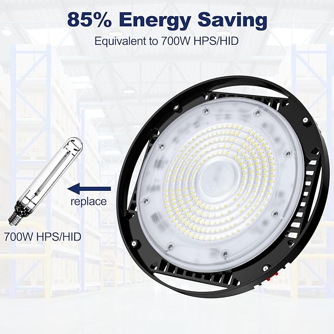 CINOTON 100W UFO LED High Bay Light, Aluminum LED Shop Lights with 15000LM, 5000K Commercial Bay Lighting for Warehouse Garage Workshop Factory Hall, 6' Cable & Safety Rope, ETL Listed 4 Pack