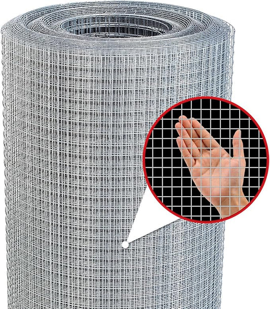 Hardware Cloth,1/2inch 24inx50ft 19 Gauge,Double-Layer Hot-Dip Galvanizing After Welding,Chicken Wire Fence Wire Mesh Fence Poultry Netting Garden Fence Tree Guard Rolls
