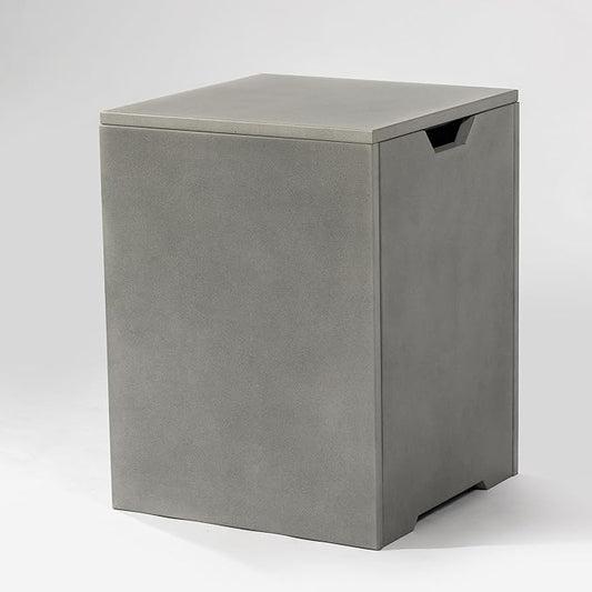 Propane Tank Cover Table for Fire Pits, 20 LB Metal Propane Tank Holder with Side Handles, Outdoor Tank Storage Side Table for Patio, Gas Griddle, Gray
