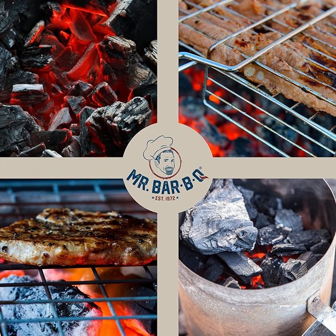 8 LB. All Natural Hardwood Lump Charcoal by Mr. Bar-B-Q - Premium Natural Charcoal for Grilling, BBQ, Smoking, Kamado & Kettle Grills - Burns Hotter & Longer - Smoky Flavor, Low Ash & Easy to Light