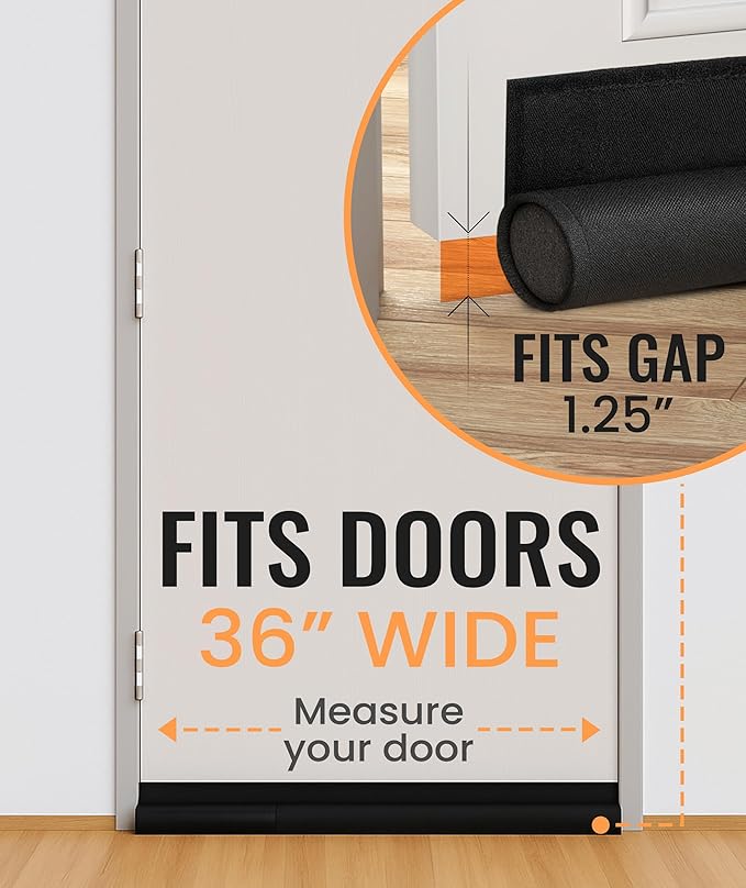 Everlasting Comfort One Sided Door Draft Stopper for Bottom of Doors - Quick Install Sound Proofing Strip Gap Filler, Cold Air & Noise Blocker Sweep for Home, Bedroom and Apartment- Fits 36" Doors