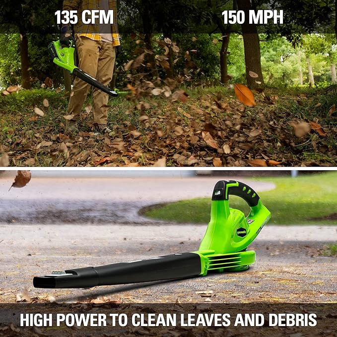 Greenworks 40V (150 MPH / 130 CFM) Cordless Leaf Blower, 4.0Ah Battery and Charger Included