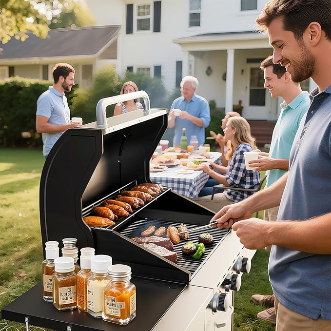 3-Burner Propane Gas BBQ Grill with Side Burner, 40,000 BTU Stainless Steel Gas Grill with Wheels and Storage,Outdoor cooking for Barbecue,Patio,Camping