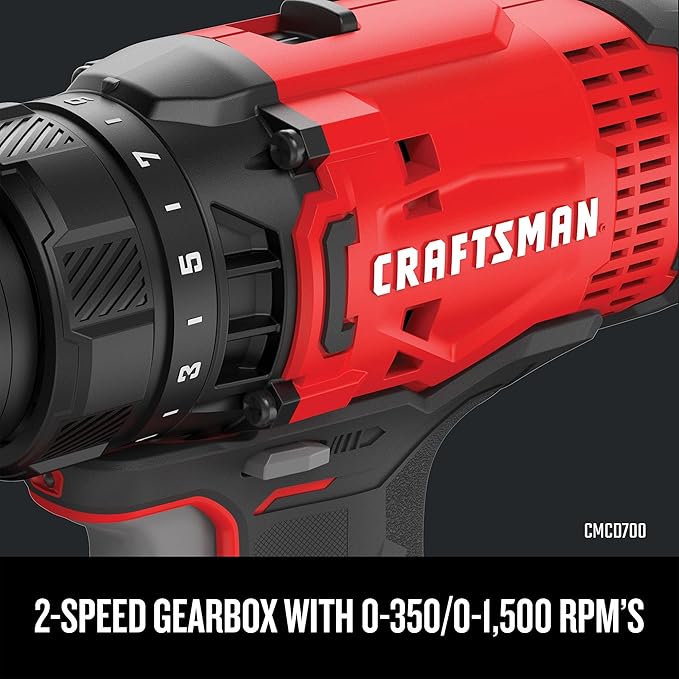 CRAFTSMAN V20 MAX Cordless Drill and Impact Driver, Power Tool Combo Kit with 2 Batteries and Charger (CMCK200C2AM)