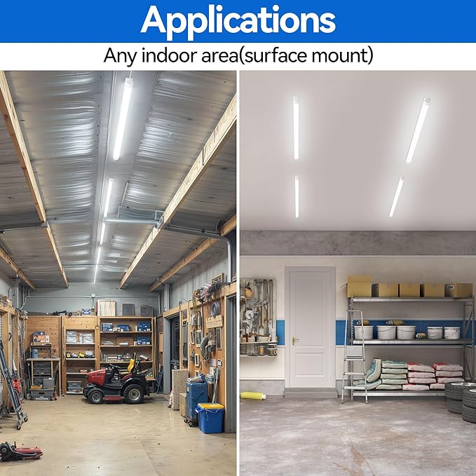 6-Pack 8FT LED Shop Light, 140W Ultra Bright 20,000LM, U-Shaped T8 Integrated Tube Light, 6500K, Linkable, Built-in connector, Surface Mount Plug &Play LED Ceiling Light for Garage, Workshop, Basement