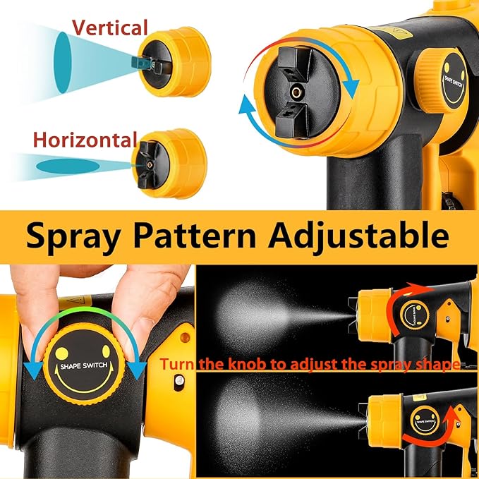Cordless Paint Sprayer Compatible with DeWalt 20V MAX Battery 1000ml Capacity HVLP Spray Paint Gun 3 Patterns and 4 Nozzles for Wall Fence Furniture House Painting(Battery Not Included)
