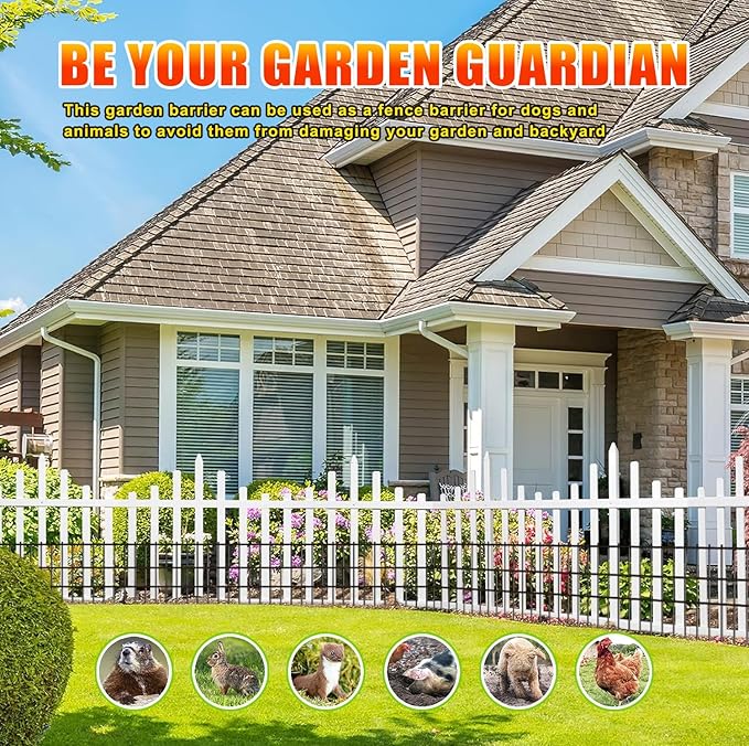 Animal Barrier Fence No Dig 46pcs Garden Fence 50ft(L) X17 H Dog Fence Panels 1.5" Gap No Dig Garden Fence Borders for Yards, Metal Fence Panels Outdoor Rustproof
