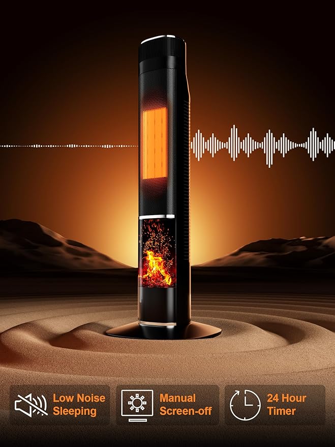 Uthfy Space Heater for Large Room,1500W Portable Electric Tower Heaters for Indoor Use,120° Oscillating PTC Ceramic Heater with 24H Timer,Thermostat,Remote,for Office Bedroom Living Room