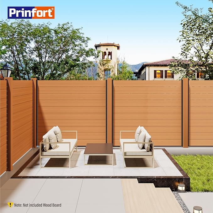 4pack 5FT (H: 56.7″) Matel Backyard Privacy Fence Panels Post Black, Install Fence Panels Post for Wood Slats Outdoor