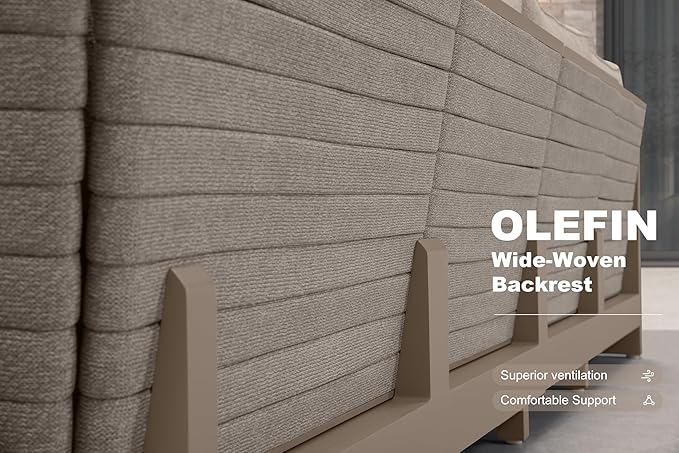 PURPLE LEAF Patio Furniture Set L-Shaped Outdoor Couch with 9.6" Thick Cushion and Soft Pillows 7 Piece Outdoor Sectional Sofas with Table Modern Patio Conversation Sets for Yard Porch Deck, Khaki