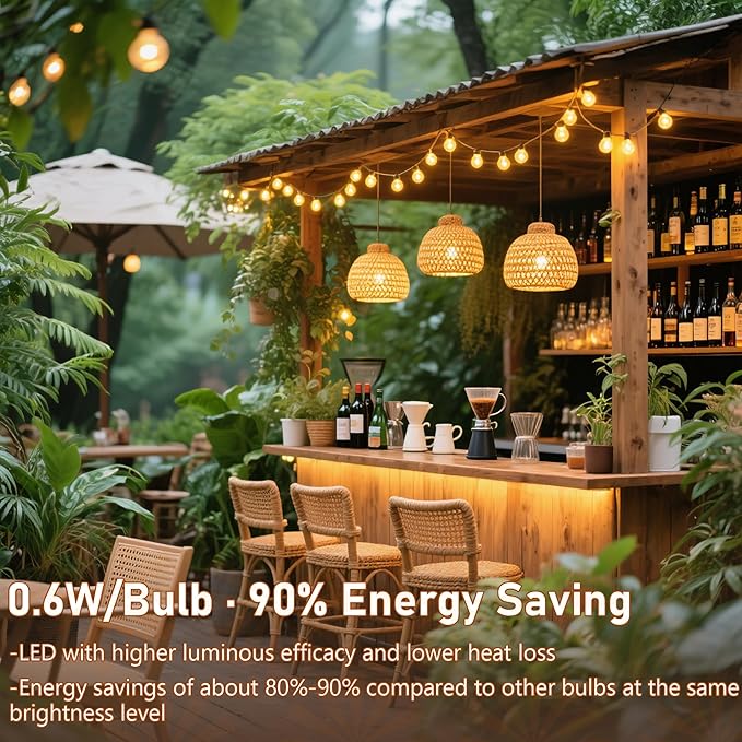 100Ft Chirstmas LED G40 Globe Outdoor String Lights Waterproof Patio Lights with 52 Shatterproof Warm White Bulbs, Hanging Outdoor Light for Backyard Balcony Wedding Christmas Party Decorations