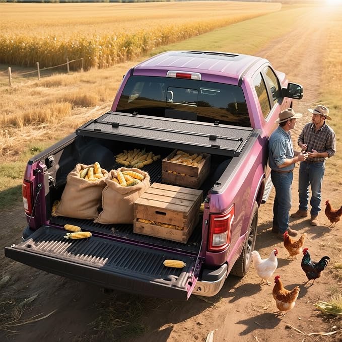 OEDRO Low-Profile Hard Quad-Fold Tonneau Cover Compatible with Chevy Silverado/GMC Sierra 2500HD 3500HD 2020-2025 6.9ft Bed w/o Multi-Flex Tailgate, One-Handed Quick Release, Drainage Design