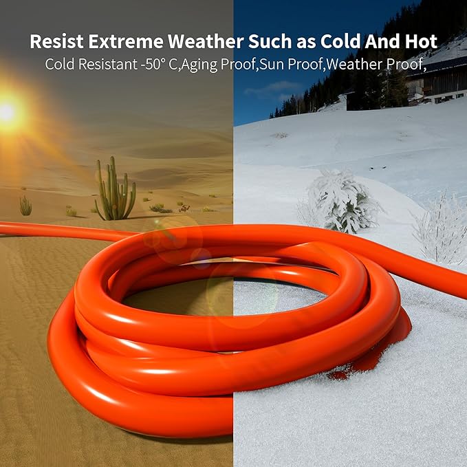 HUANCHAIN 12/3 Gauge 150 ft Outdoor Extension Cord Waterproof Heavy Duty with Lighted end, Flexible Cold-Resistant 3 Prong Electric Cord Outside, 15Amp 1875W 12AWG SJTW, Orange, ETL