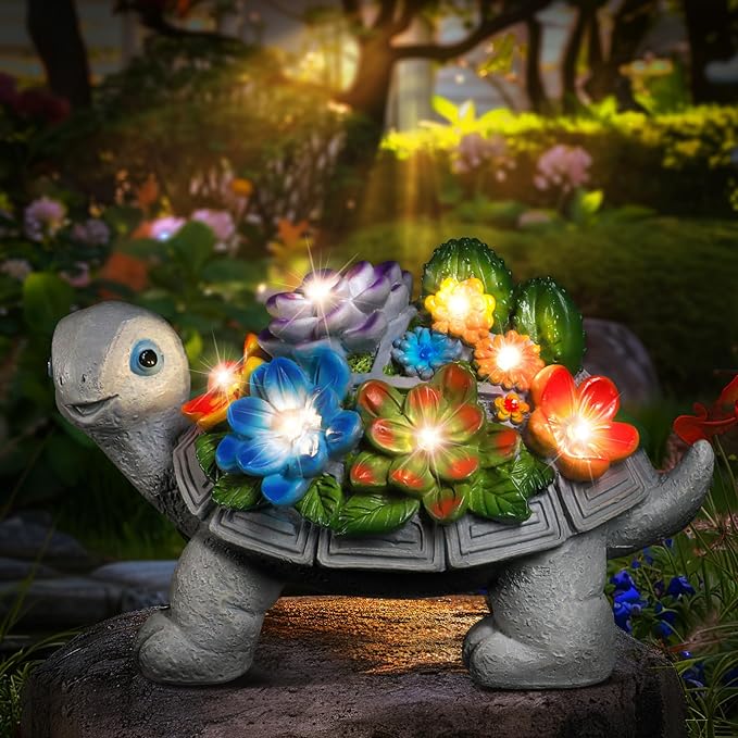 Linkax Garden Turtle Christmas Gifts for Grandma Mom Women, Birthday White Elephant Gifts for Adults Her Sister, Solar Lights Outdoor Garden Decor for Outside Yard Patio House Warming Gift New Home
