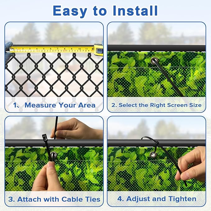 UPGRADE 3'x32'Customized PVC Privacy Fence Screen with Green Leaves Print – Outdoor Waterproof Patio Privacy Cover for Yard, Balcony, Garden Fence Decoration