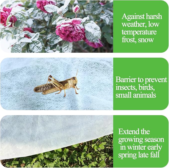 POILKMNI 10'x50' Plant Covers Freeze Protection - Plant Covers for Winter, Frost Cloth Tree Freeze Protection, Frost Blankets for Outdoor Plants, Winter Floating Row Cover