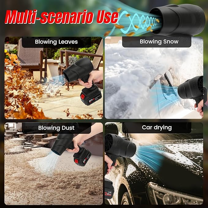 Cordless Handheld Leaf Blower with 2 x 4.0 Ah Batteries, 32000RPM Turbo Jet Blower, Small Leaf Blower for Deck, Garden, Patio, Portable Handheld Mini Turbine Drying Black