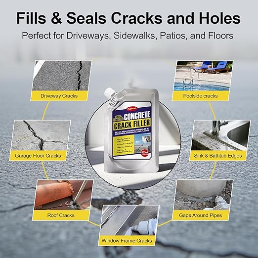 Concrete Crack Filler, High Elasticity Self-Leveling Caulking Sealant for Driveway, Sidewalk, Patio, Cement Floor, Outdoor Concrete Joint Repair, Waterproof Crack Seal Glue – Pack of 2(Gray)