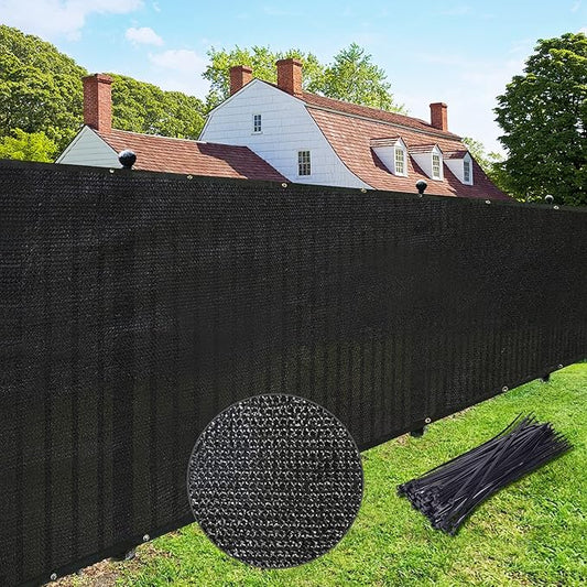 UPGRADE Privacy Fence Screen 6'x76' Black Outdoor 90% Visibility Blockage 170 GSM Mesh Shade Cover Panels for Backyard,Balcony,Home Decoration with Zip Ties,Customized Avaliable