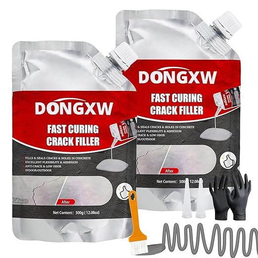 Concrete Crack Filler, 2 Pack Cement Crack Sealant, Self-Leveling Concrete Crack Repair Sealer, Fast Drying Caulking Glue for Driveways, Patios, Sidewalks
