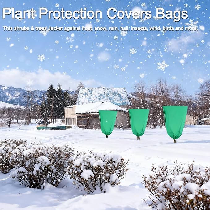 Plant Covers Freeze Protection 2 Packs 39.4ft x 47ft Winter Frost Covers for Outdoor Plants with Drawstring, Reusable Frost Cloth Plant Protection for Shrubs Trees and Potted Plants