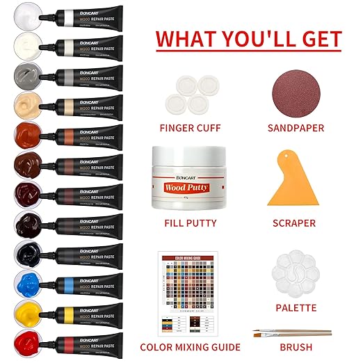 Wood Furniture Repair Kit Wood Filler-Repair Scratch, Cracks, Hole, Discoloration for Wooden Door, Floor, Table, Cabinet -Restore Any Wood, Cherry, Walnut