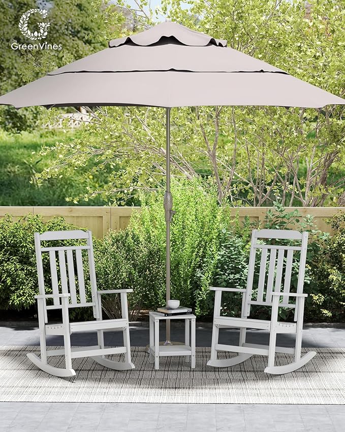 GREENVINES Outdoor-Rocking-Chair | HDPE Plastic | Patio Rockers | Porch Rocker Chairs | Oversized | High Back | Big & Tall | White