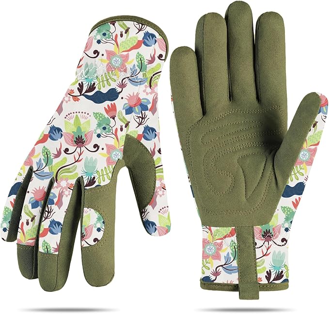 Womens Gardening Gloves, Breathable Leather Thorn Proof Garden Gloves with Grip, Puncture-Resistant Work Gloves for Women