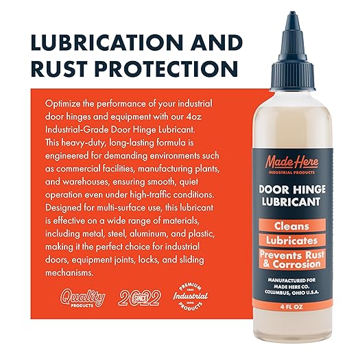 Made Here Co.Door Hinge Lubricating Oil - Smooth Performance for Doors, Hinges, and Locks | Non-Toxic | Odor-Free | Protects Against Rust & Corrosion | for Multi-Surface Application | 4oz
