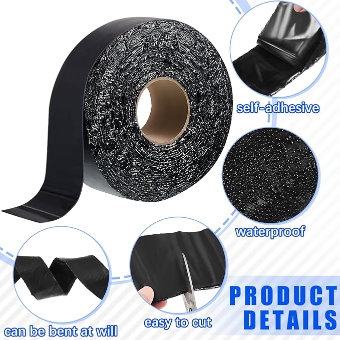 Fabbay 2 Rolls Asphalt Crack Filler Tape Asphalt Tape for Driveway Repair Joint and Crack Sealer for Tarmac Parking Lot Roof Cement Road, 50 Feet Each Roll (3.15 Inch)