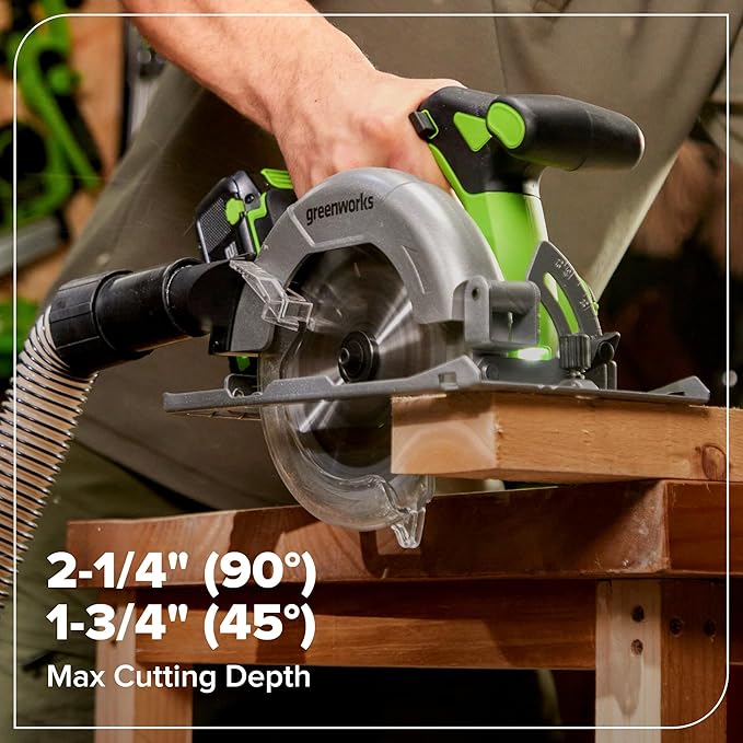 GREENWORKS 24V (4-TOOL) Combo (1/2” Drill + 1/4” Impact Driver + 6.5” Circular Saw + 200Lm Flashlight), 4.0Ah + 2.0Ah Batteries (24,000mAh Power Bank), (2) Braided Cables, 65W Rapid Charger