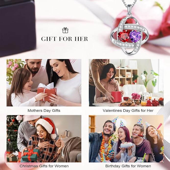 Iefil Christmas Gifts for Women - 925 Sterling Silver Love Knot Necklace, Anniversary Birthday Jewelry Gifts for Wife Girlfriend Mom