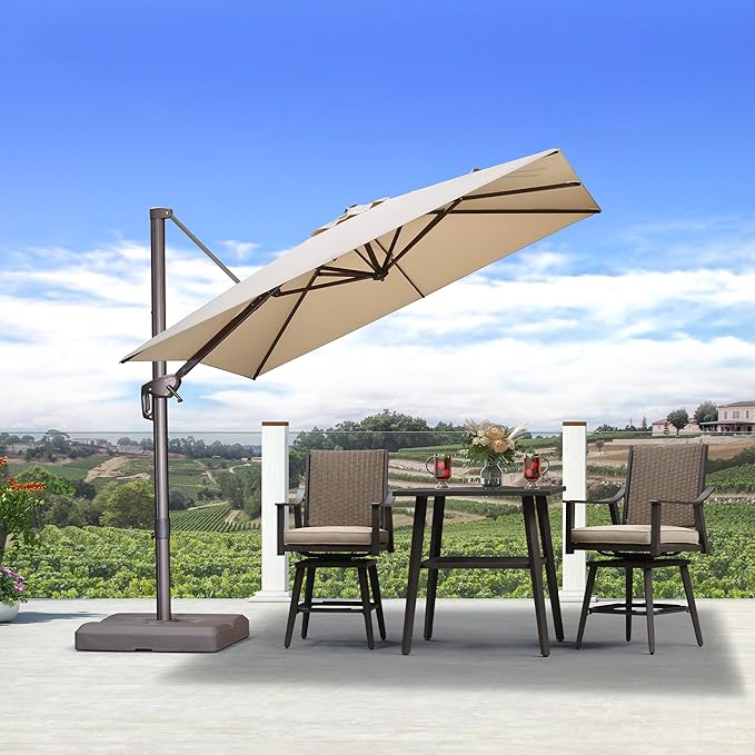 PURPLE LEAF Cantilever Umbrella with 360 Degree Rotation For Garden Patio Deck Pool