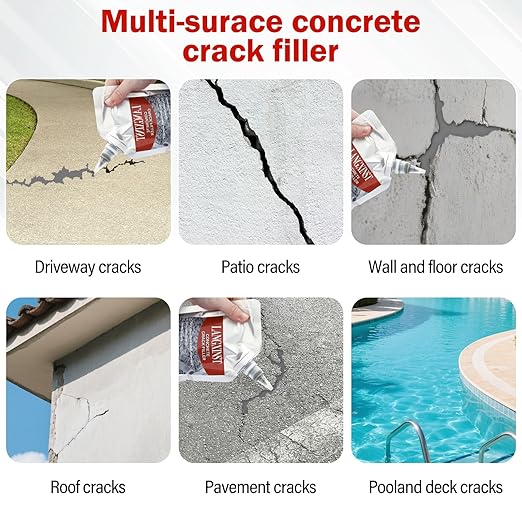 2 PCS Concrete Crack Filler, Cement Crack Repair Sealant, Quick Drying Filler Waterproof Repair Sealant, Weather Resistant Concrete Sealer Outdoor Caulking Glue for Cement-Based Materials