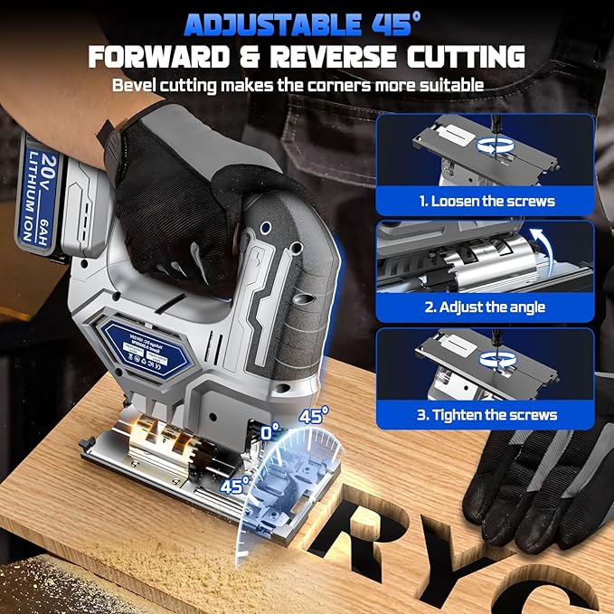 Jigsaw Compatible With Dewalt 20v Max Battery, Cordless jig saw Brushless Motor, 0°- 45° Bevel Cuts, LED Light with 3 Position Orbital Setting (With 5Ah Battery & Charger Station Kit)