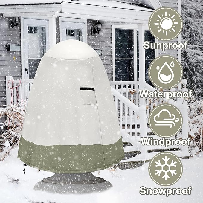 Fountain Cover（36"x42"） 600D Oxford Cloth Garden Fountain Statue Protective Cover, Fountain Protector with Drawstring Weather Resistant for Winter Outdoor Patio Fountain (36"x42"- khaki)