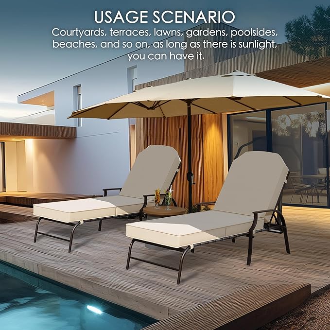 Kozyard Maya Chaise Lounge - Outdoor Patio Recliner Chair, Comfortable Patio Lounge Chair, Elegant Chaise Lounge Chair for Relaxation, Perfect Outdoor Recliner Chair (Tan)