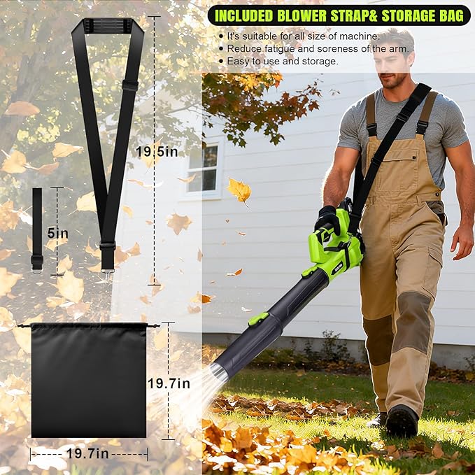 Leaf Blower Cordless,Electric Leaf Blower with 2 4.0Ah Battery Powered and Fast Charger, Lightweight Cordless Blowers for Lawn Care and Dust,Snow,6 Speed Control