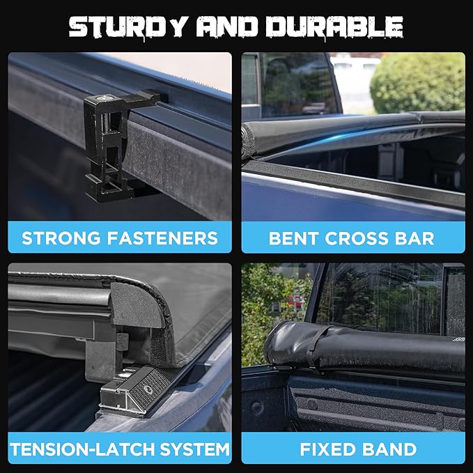Truck Bed Tonneau Cover Compatible with Chevy Silverado & GMC Sierra 1500(2007-2025) 2500 3500 HD(2007-2019) 6.6 ft Standard Box(NO CarbonPro Bed), Soft Roll Up Style